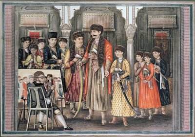 Shuja ud-daula, Nawab of Oudh (1754-75) and His Ten Sons, Engraved by P. Renault, 1796 by Tilly Kettle